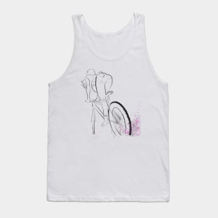 Bicycle rider girl watercolor pencil art, girl on bike, watercolor fashion art, bicycle art Tank Top